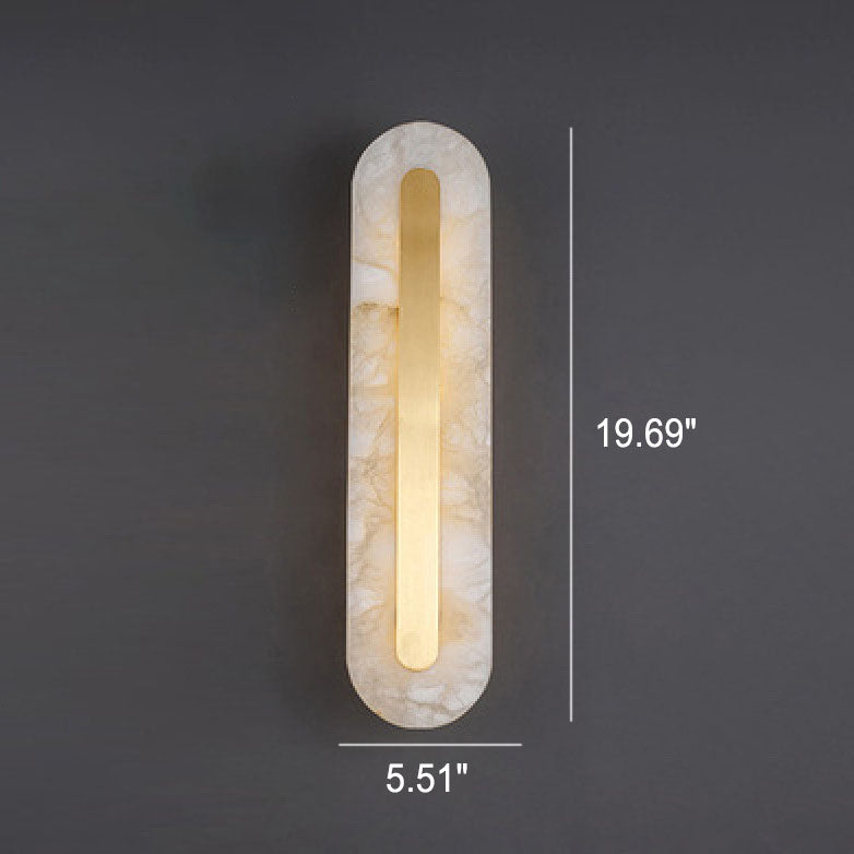 Light Luxury Brass Marble LED Wall Sconce - Oval Square Design