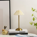 Contemporary Scandinavian Rechargeable Iron Fabric Conic Pleated 1-Light Table Lamp Bedside Modern Design Portable Nightstand Lighting Stylish Minimalist Home Decor Eco-Friendly Rechargeable LED Lamp Perfect for Bedroom Living Room Office Accent Light