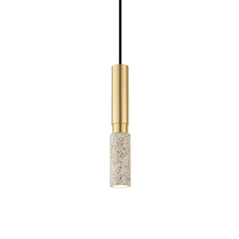 Contemporary Nordic Marble Terrazzo Pendant Light - Modern 1-Light Metal Fixture for Living Room