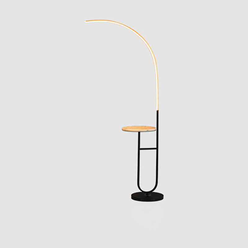 Contemporary Aluminum Strip LED Floor Lamp with Marble Base for Living Room