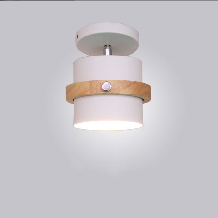 Contemporary Nordic Iron & Wood Semi-Flush Mount Ceiling Light for Hallway