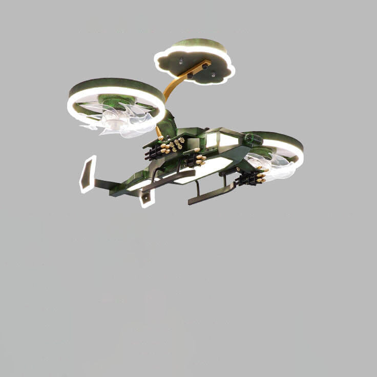 Modern Children's Helicopter Ceiling Fan Light - Acrylic LED Semi-Flush Mount