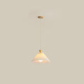 Traditional Japanese Rubberwood Pleated Cone Island Chandelier for Living Room