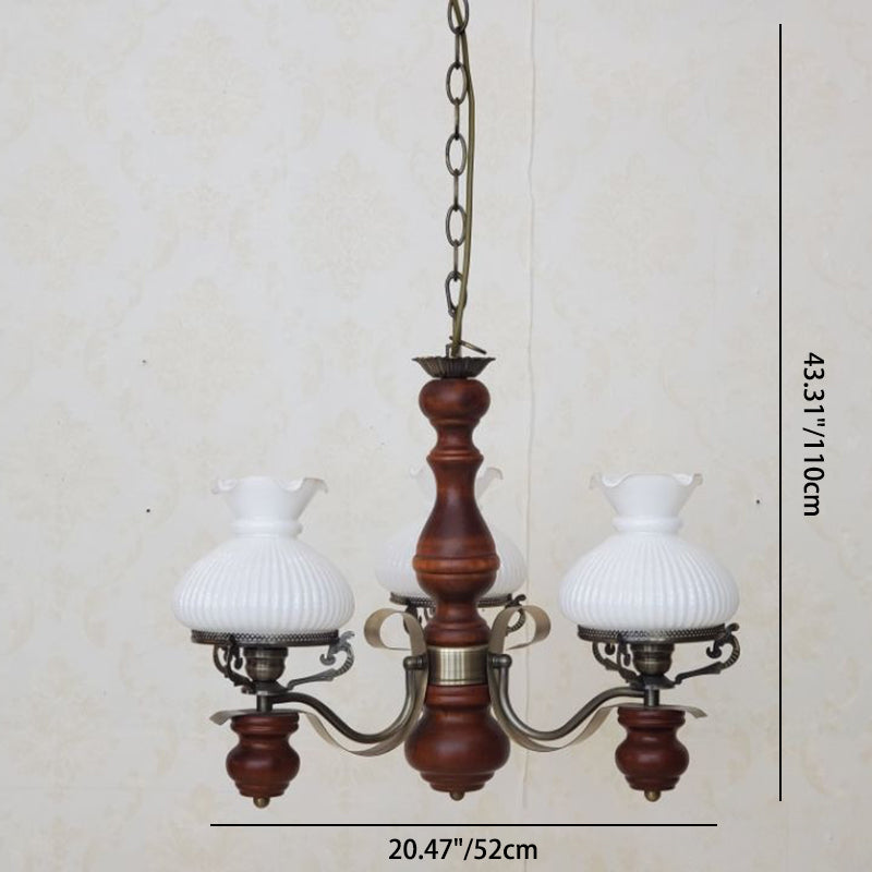 Rustic Iron & Wood 3-Light Candelabra Chandelier for Living Room Decor