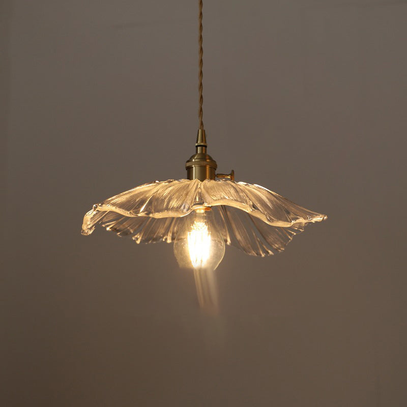 Vintage Lotus Leaf Brass Pendant Light - 1-Light Fixture for Living Room