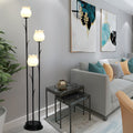 Contemporary Scandinavian 3-Light Floor Lamp - Iron & Glass for Living Room