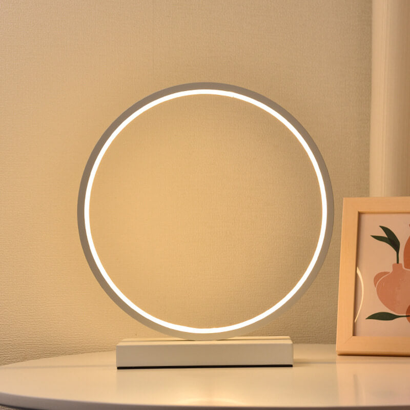 Contemporary Nordic Iron Acrylic Circle Deer USB Plug-in LED Night Light Table Lamp for Bedroom, Modern Decorative Lighting, Unique Home Decor, Soft Warm White Glow, Rechargeable Bedroom Lamp, Elegant Nightstand Light, Creative Gift for Kids and Adults, S