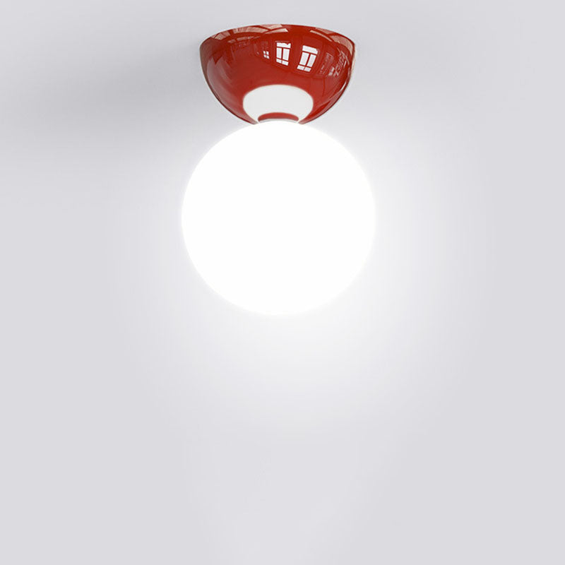 Scandinavian Iron & Glass Semi-Flush Mount Ceiling Light - 1-Light Spherical Shade for Hallway