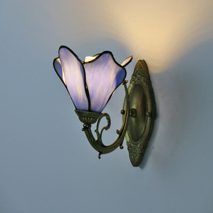 Vintage Tiffany Petals Stained Glass Wall Sconce Lamp - Elegant Lighting Fixture, Art Deco Style, Home Decor, Unique Wall Light
