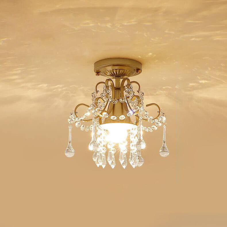 Modern Crystal Flower Semi-Flush Mount Ceiling Light, 1/3-Light Design, Elegant Home Lighting