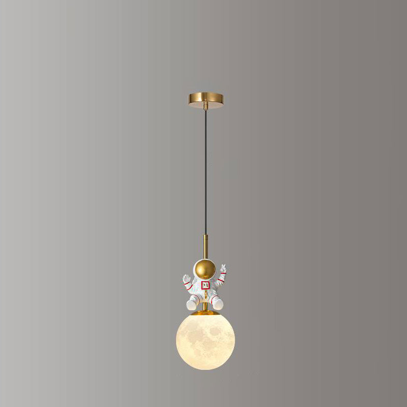 Contemporary Nordic Kids Orb Astronaut Iron Resin 1-Light Pendant Light Bedroom Decor, Space-Themed Lighting, Childrens Ceiling Fixture, Modern Nursery Light, Astronaut Space Decor, Unique Kids Room Lighting, Playful Bedroom Illumination, Decorative Penda