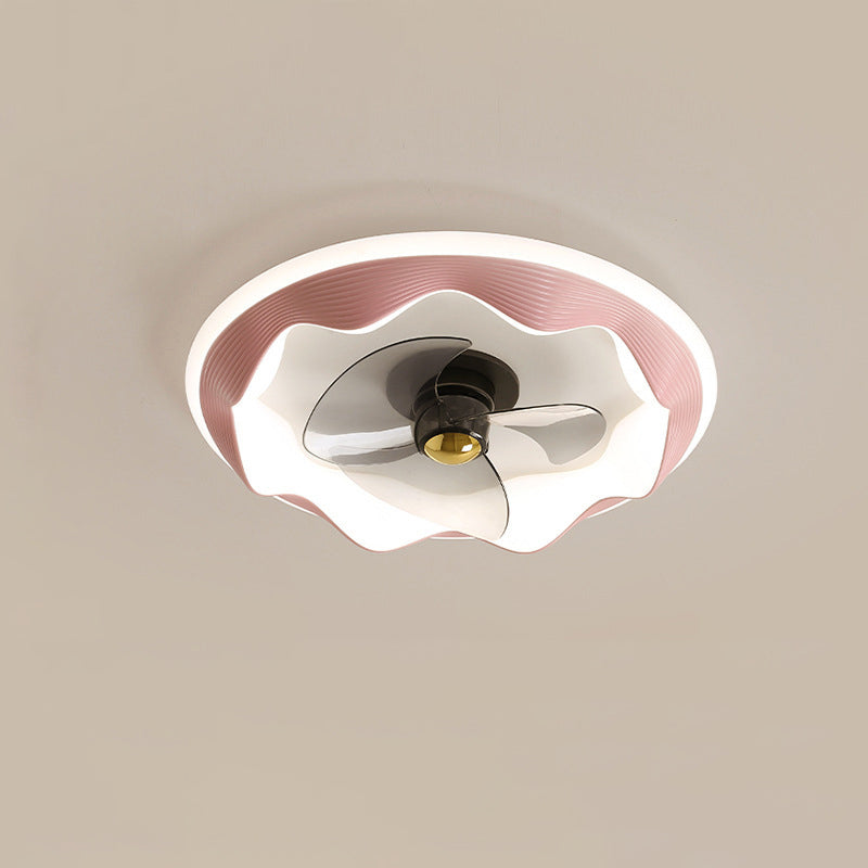 Modern Round Wave LED Ceiling Fan Light - Flush Mount Design, Energy Efficient, Interior Lighting, Stylish Home Decor, Contemporary Ceiling Fixture
