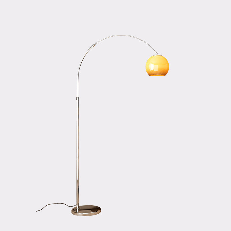 Scandinavian Glass Shade Fishing Rod Floor Lamp - 1-Light Iron Design for Living Room