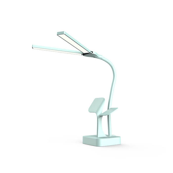 Modern Folding Dual Lamp Plug-In Station Table Lamp with USB Ports, Adjustable Brightness, Minimalist Design, Stylish Nightstand Lamp for Home Office, Bedroom, Study, Energy-Efficient Lighting, Contemporary Indoor Decor Accessory