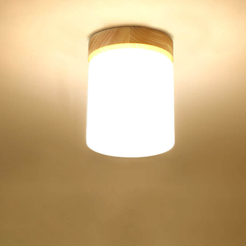 Modern Nordic Minimalist Wood Circular Square Semi-Flush Mount Ceiling Light