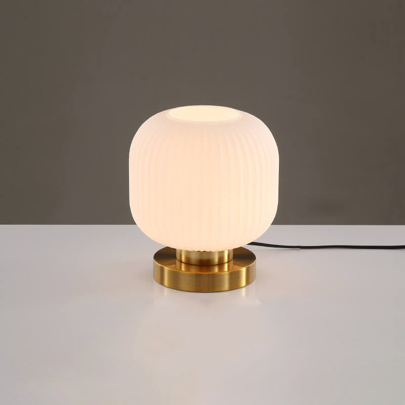 Nordic Striped Glass Oval Design 1-Light Table Lamp, Modern Home Lighting, Scandinavian Style Accent Lamp, Decorative Desk Light for Living Room, Bedroom Nightstand, Unique Interior Decor, Stylish and Elegant Illumination