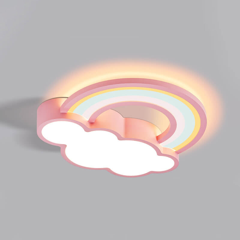 Childlike Rainbow Cloud LED Flush Mount Light for Kids' Room, Nursery, Ceiling Fixture, Colorful Light Decoration