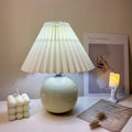 Modern Minimalist Pleated Fabric Ceramic Table Lamp - 1-Light for Bedroom