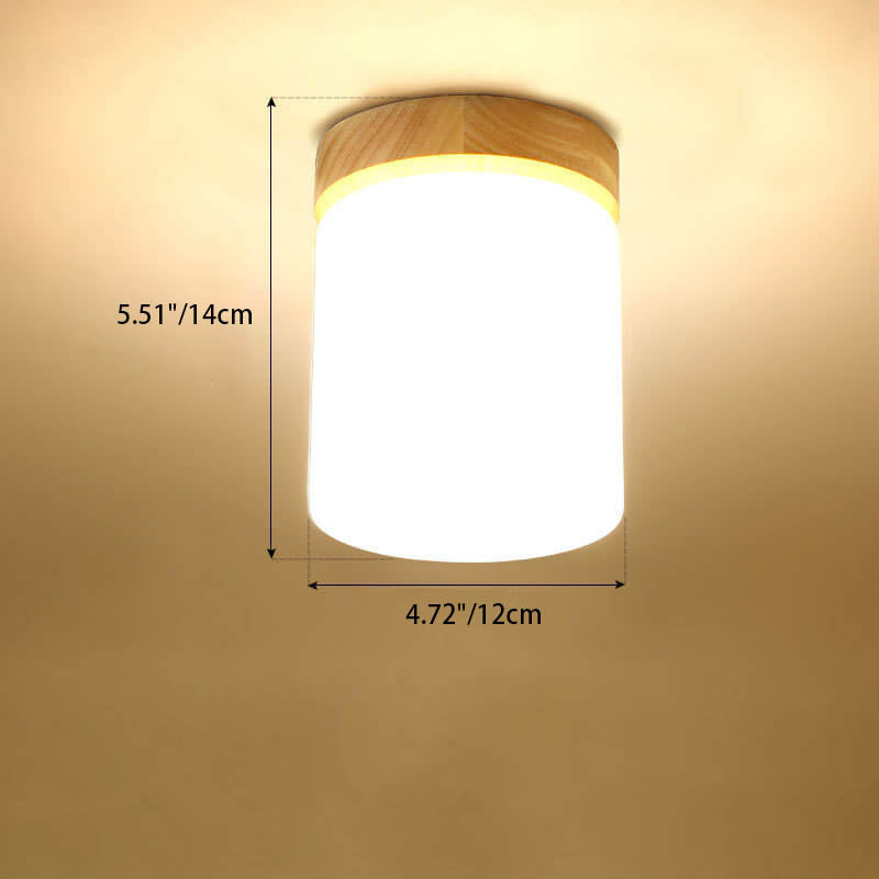 Modern Nordic Minimalist Wood Circular Square Semi-Flush Mount Ceiling Light