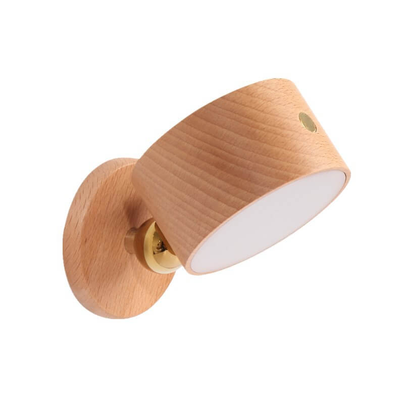 Wooden USB Rechargeable Magnetic LED Night Light Sconce Lamp