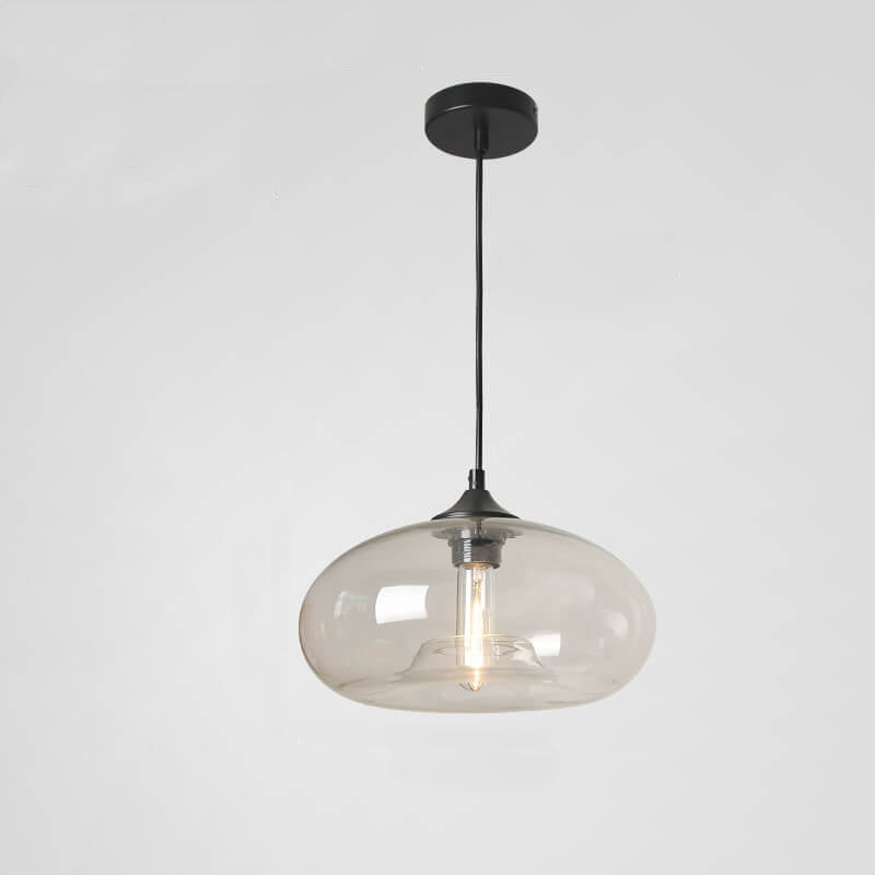 Colored Glass Oval 1-Light Pendant – Modern Lighting Fixture, Decorative Hang Light, Home Interior Design, Bohemian Style Decor