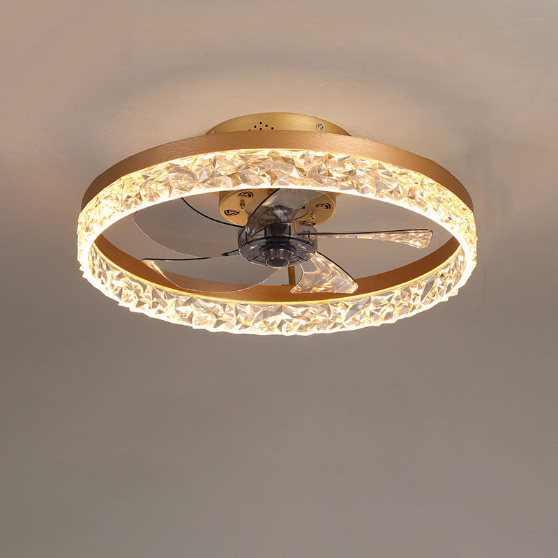 Modern Circle Ring LED Semi-Flush Mount Ceiling Fan Light Fixture