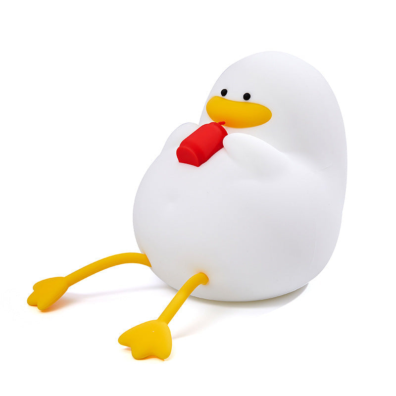 Contemporary Creative Kids Cartoon Silicone Duck Pat LED Night Light Table Lamp for Bedroom, Childrens Night Light, Cute Duck Table Lamp, Soft Silicone Baby Night Light, Toddler Bedroom Decor, LED Duck Lamp, Nursery Night Light for Kids, Rechargeable Kids