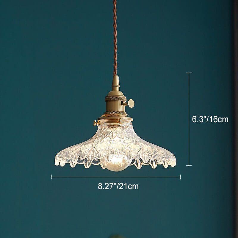 Contemporary Nordic Floral Glass Pendant Light - 1-Light Brass Fixture for Living Room & Bedroom