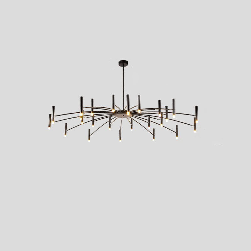 Contemporary Scandinavian Round Radioactive Iron Aluminum Chandelier 12/24 Light for Living Room