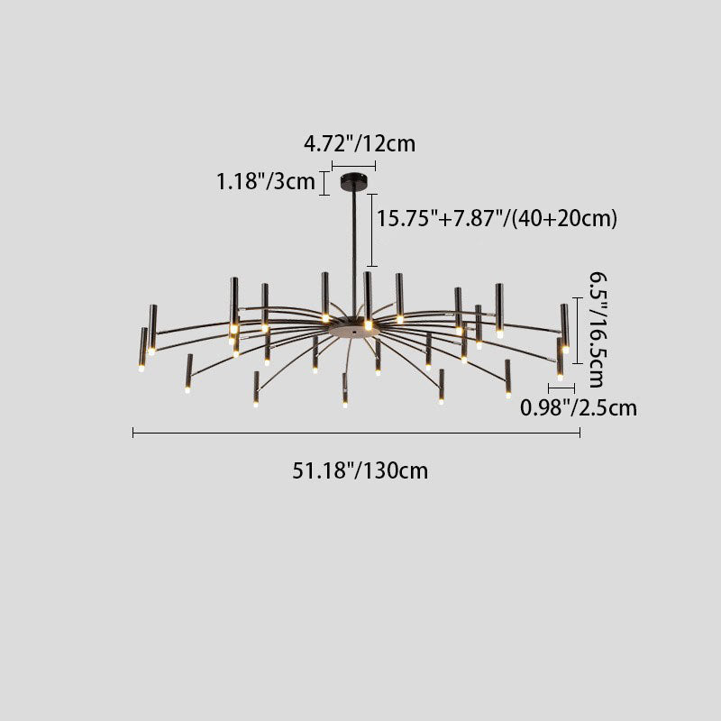 Contemporary Scandinavian Round Radioactive Iron Aluminum Chandelier 12/24 Light for Living Room