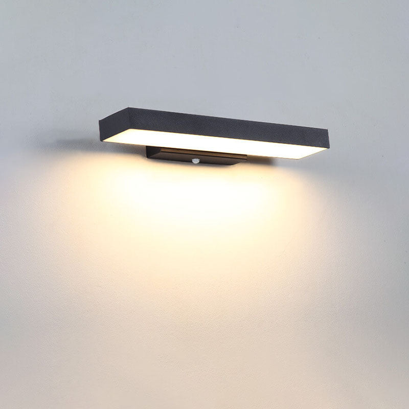 Modern Minimalist Waterproof LED Wall Sconce Lamp - Rectangular Flat Design, Outdoor Sensor Lighting