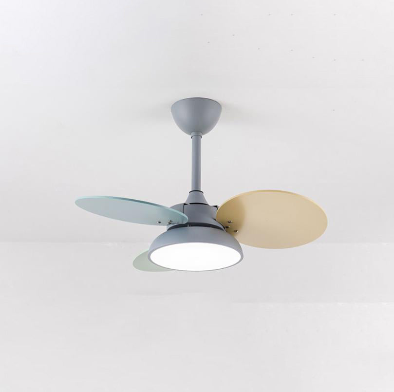 Colorful Round Fan Leaf Kids Downrods Ceiling Light