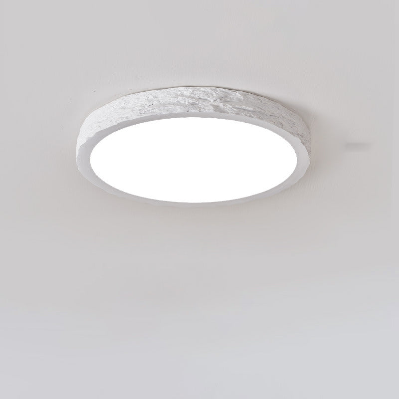 Modern Minimalist Round Stone Grain Resin Iron LED Ceiling Light for Bedroom