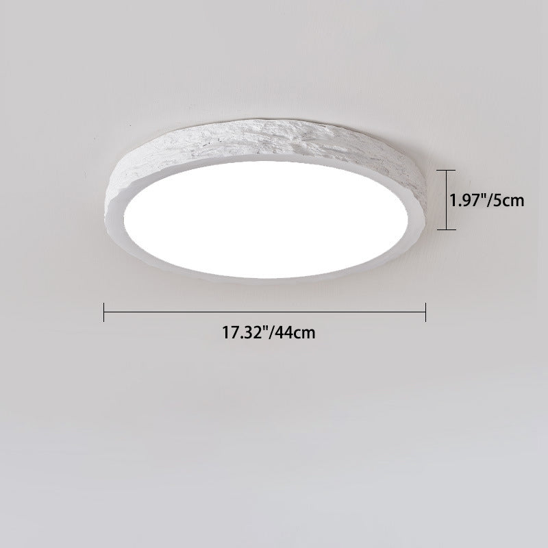 Modern Minimalist Round Stone Grain Resin Iron LED Ceiling Light for Bedroom