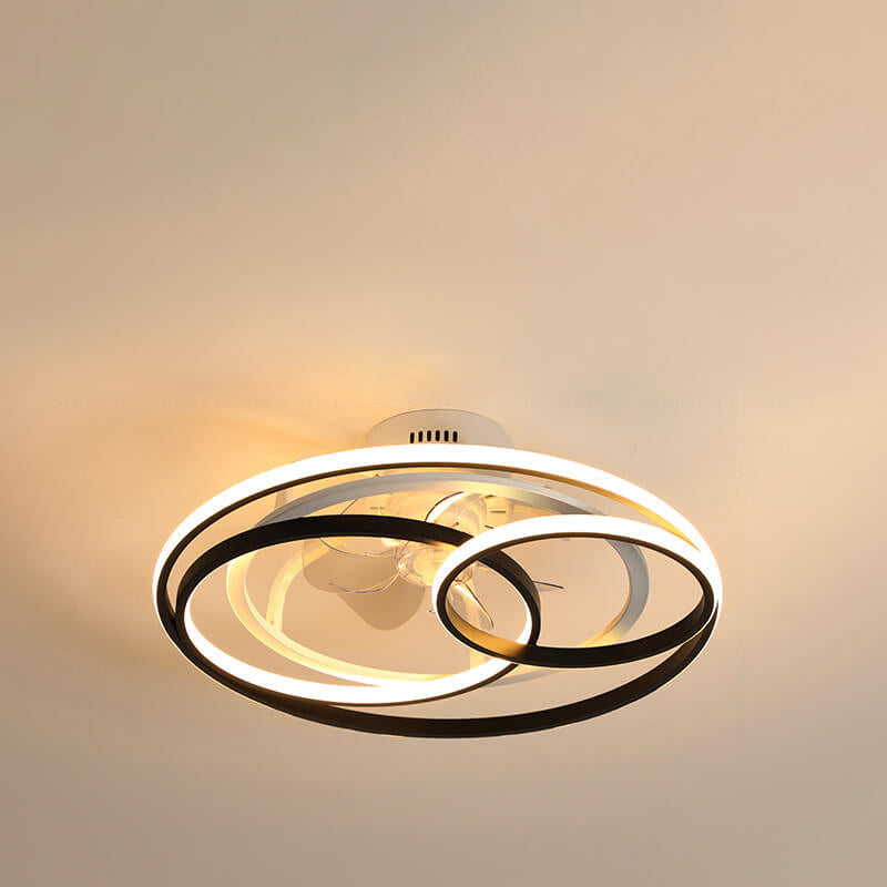 Double Ring Overlap LED Ceiling Fan Light - Modern Flush Mount Design, Energy Efficient, Stylish Home Lighting