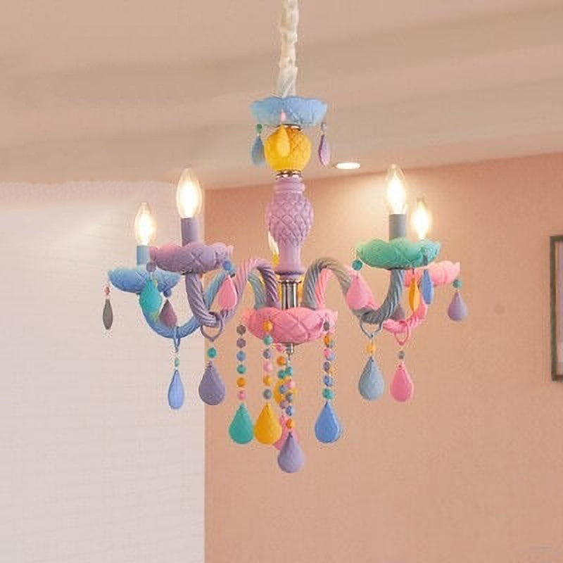 Modern Princess Macaroon Crystal Chandelier - 5/6/8/10/12/15 Light Options, Elegant Candelabra Design, Kids Room Decor, Stunning Glass Accents