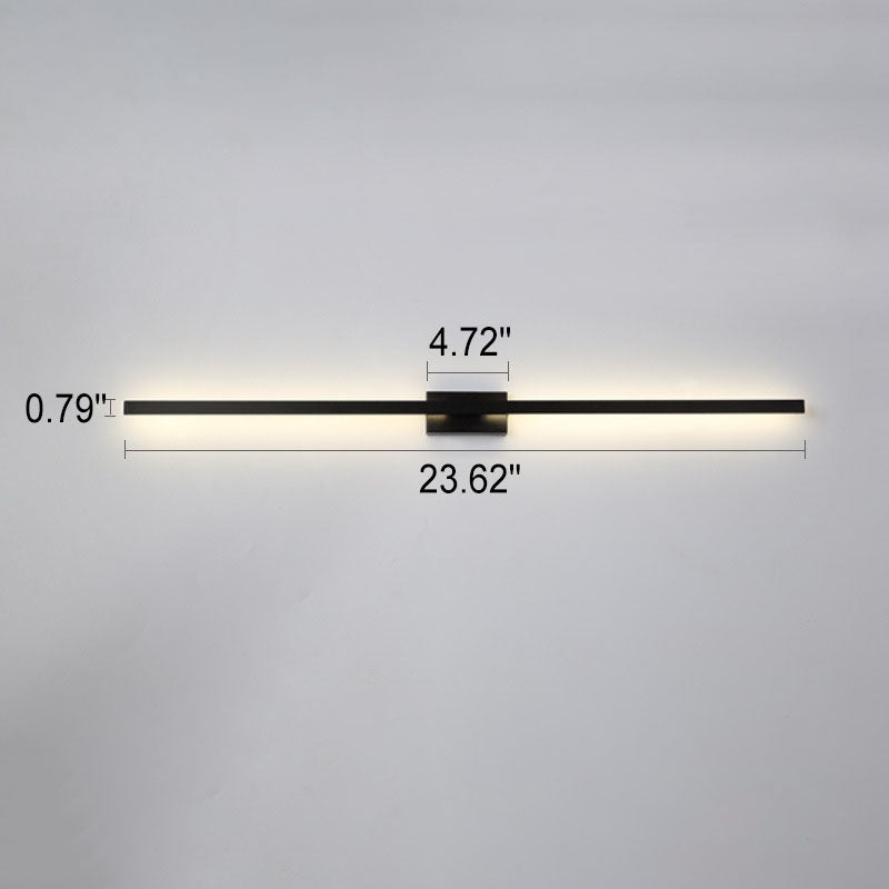 Nordic Minimalist Black Linear LED Mirror Wall Sconce Lamp