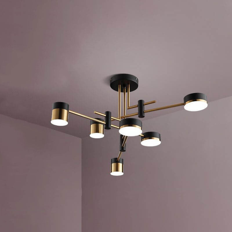 Modern Minimalist Black Gold Semi-Flush Mount Light 4-8 Lights