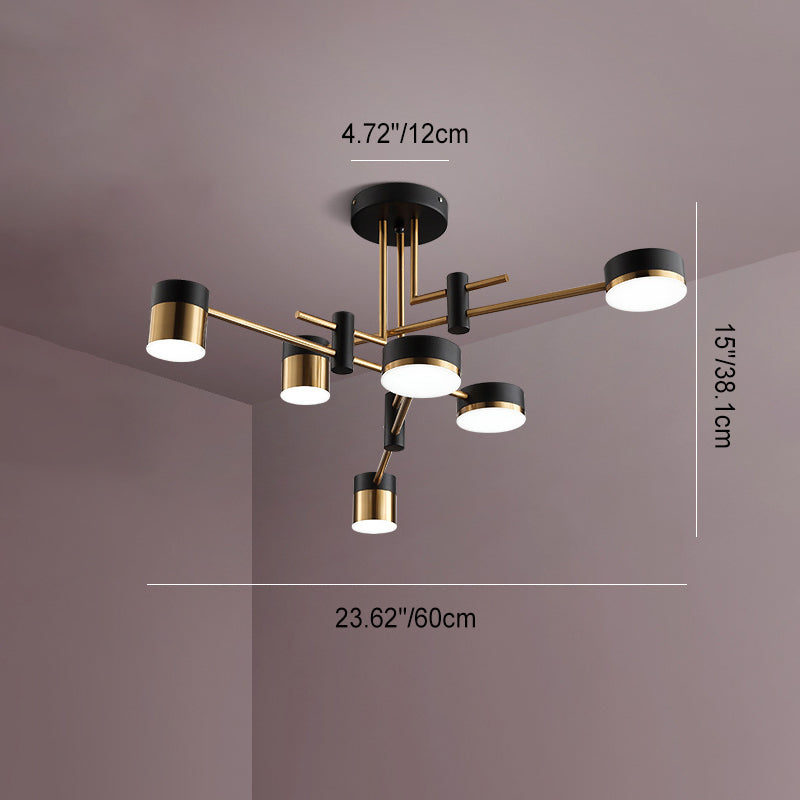 Scandinavian Iron Acrylic Round LED Semi-Flush Mount Ceiling Light for Living Room