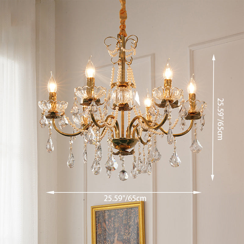 Traditional French Candelabra Crystal Iron Chandelier - 3/6/8 Lights for Living Room Elegance