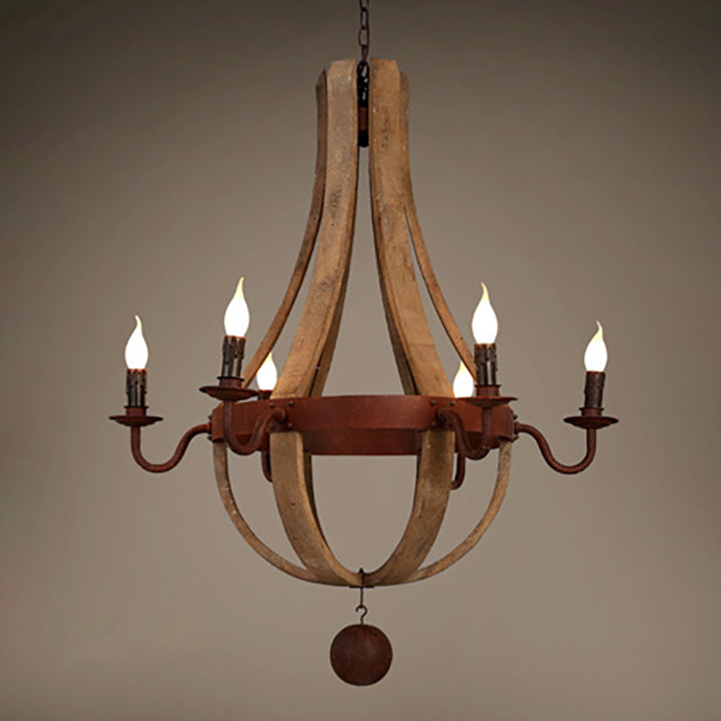 Rustic Round Branch Candle Holder Chandelier - 5/6/8 Light Wooden Iron Decor for Living Room