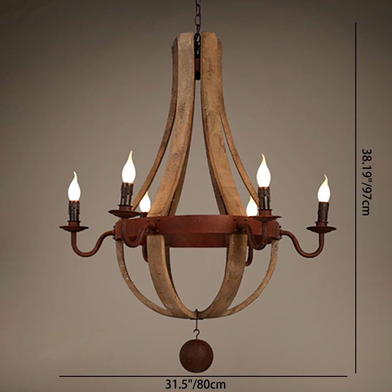 Rustic Round Branch Candle Holder Chandelier - 5/6/8 Light Wooden Iron Decor for Living Room