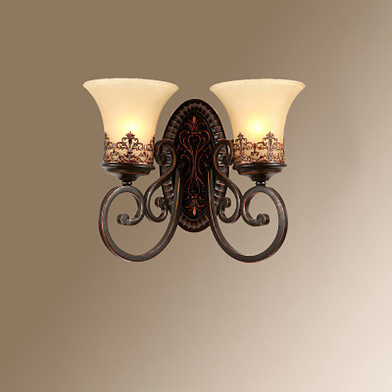 Vintage Round Glass Iron Wall Sconce Lamp - 1/2 Light Bedroom Fixture
