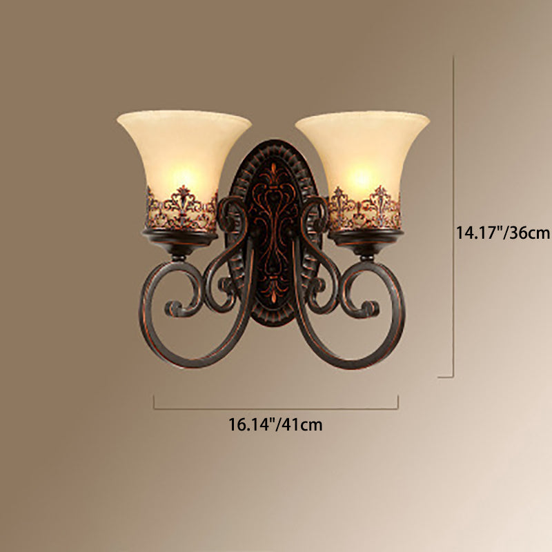 Vintage Round Glass Iron Wall Sconce Lamp - 1/2 Light Bedroom Fixture