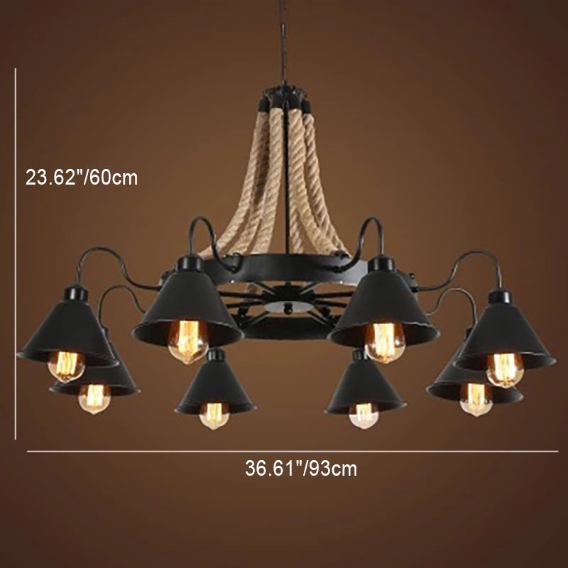 Industrial Metal Cone Shade Chandeliers - 6/8/10 Light Options, Vintage Design, Modern Lighting Solutions