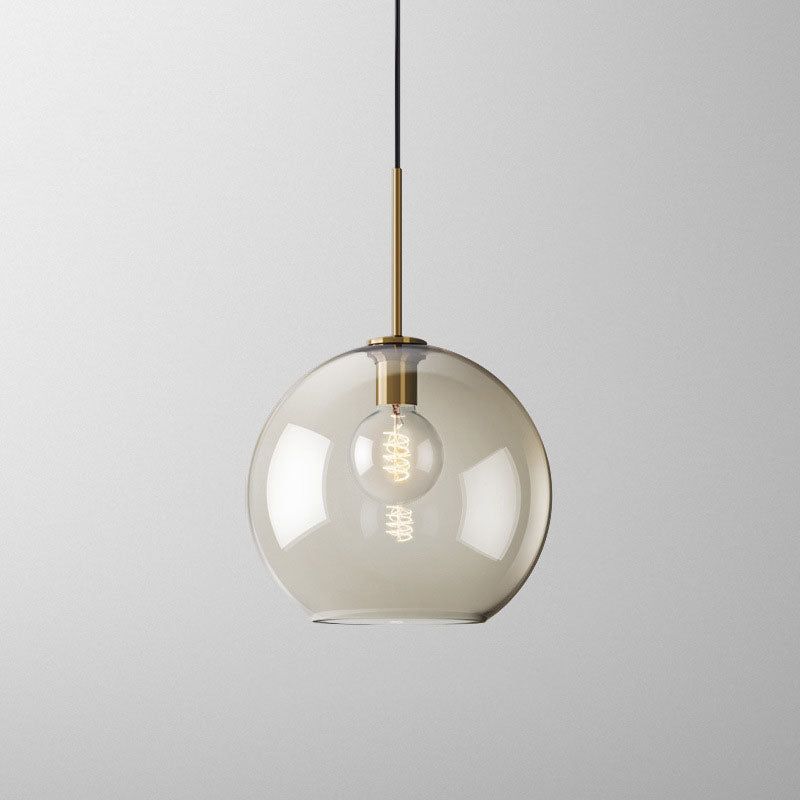 Contemporary Nordic Iron Glass Pendant Light - Round Geometric 1-Light Fixture for Living Room & Bedroom