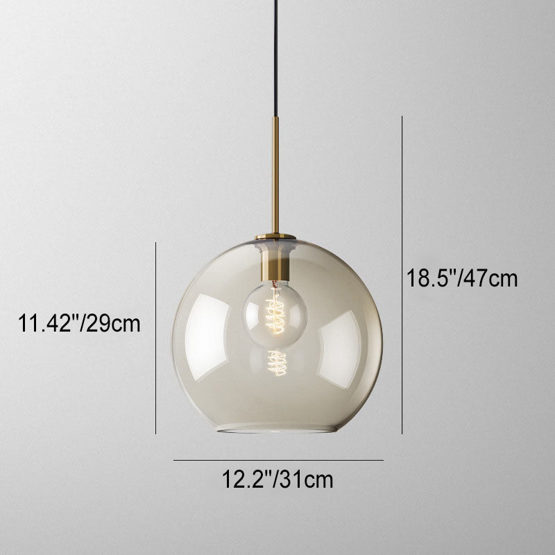 Contemporary Nordic Iron Glass Pendant Light - Round Geometric 1-Light Fixture for Living Room & Bedroom