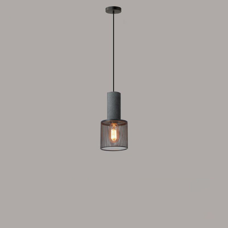 Contemporary Industrial Tapered Cement & Iron Pendant Light - 1-Light for Living Room