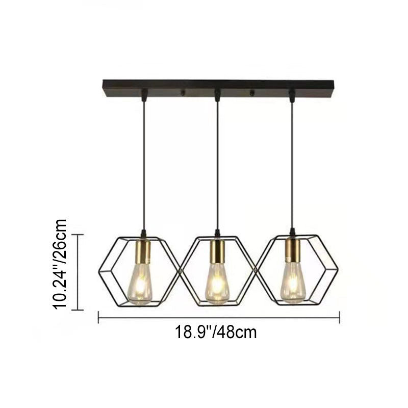 Contemporary Industrial 3/5 Light Iron Island Chandelier for Living & Dining Rooms