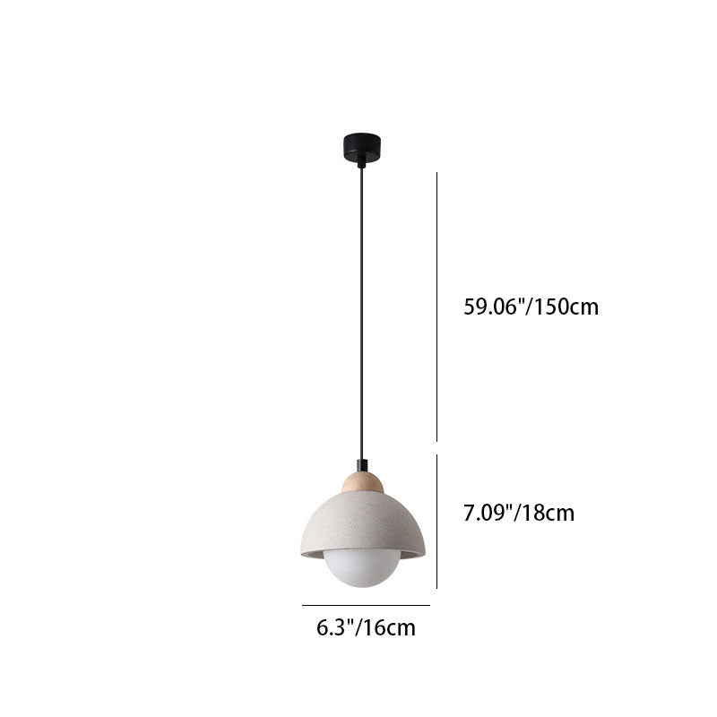 Contemporary Scandinavian Cement Dome Pendant Light for Bedroom 1-Light